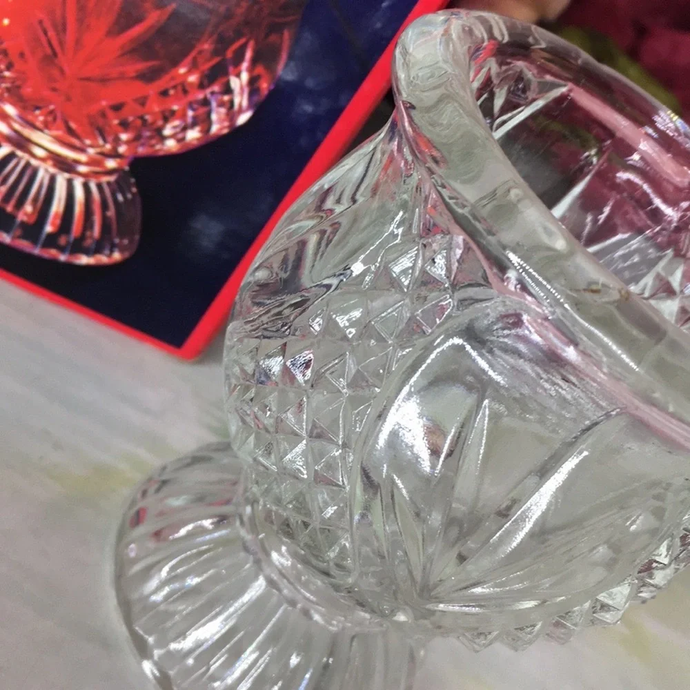 Vintage Avon Clearfire Pressed Glass Pedestal Candle Holder